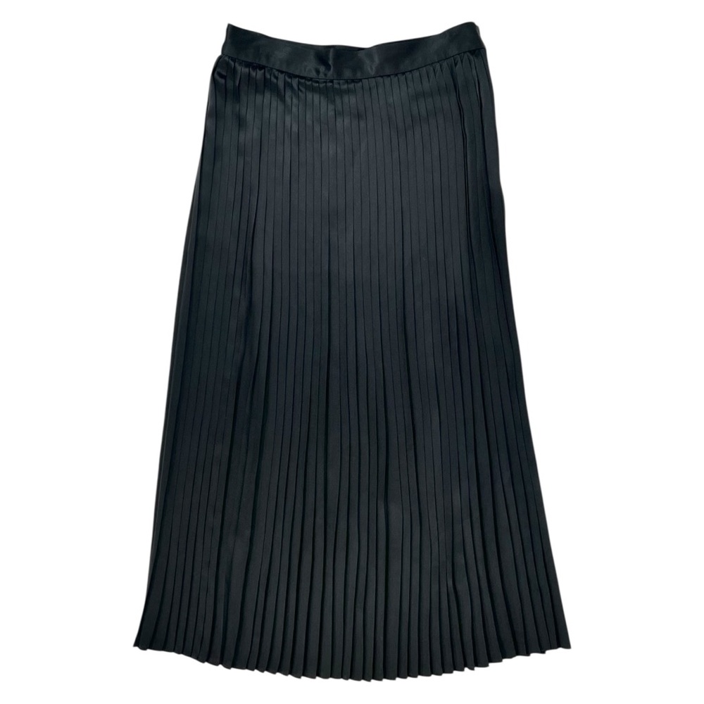Vintage Dior Black Pleated Accordion Silk Satin Midi Maxi Dress Skirt sz 6